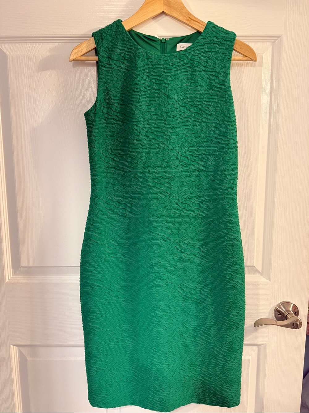 Calvin Klein Emerald Green Textured Sheath Dress